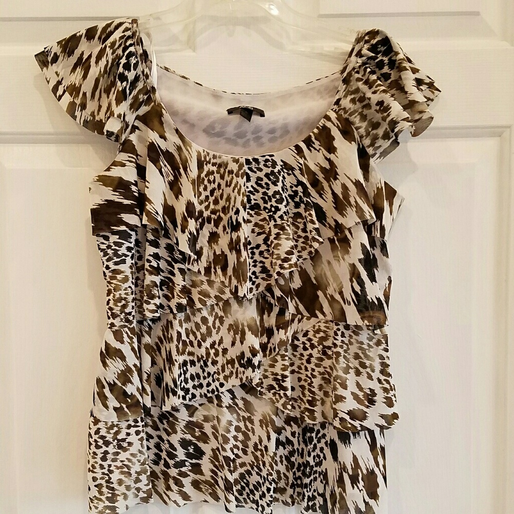 ABG/tiered animal print ruffle blouse